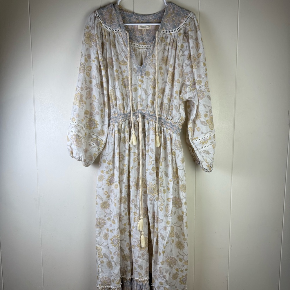 Valiente metallic striped tassel eyelet details cotton maxi dress‎